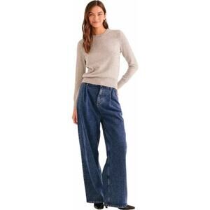 100% Cashmere Sweater Heathered Gray Quiet Luxury Old Money Capsule Naadam Sz M